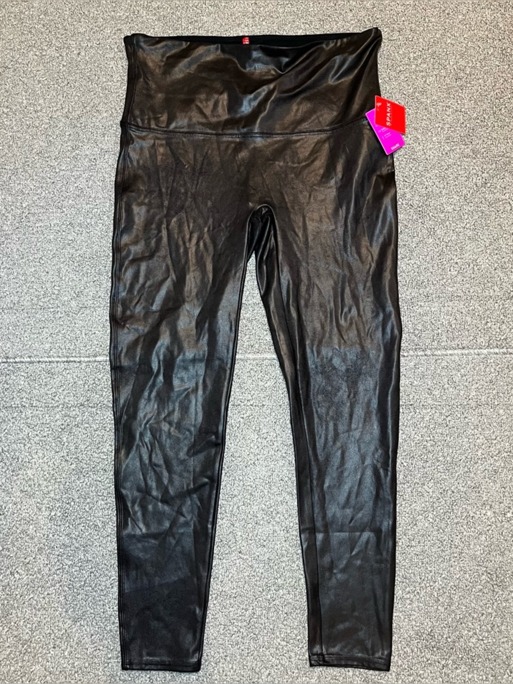 Spanx Faux Leather Leggings Womens Size 2X Black 2437P Nylon Stretch NWT